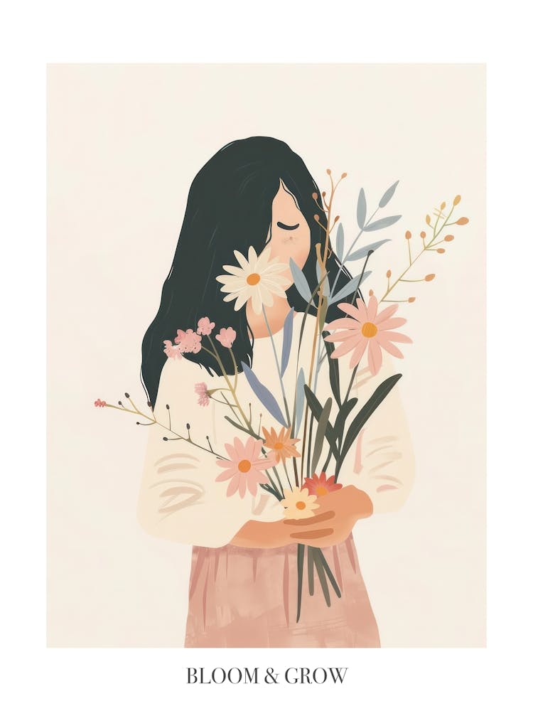 Bloom And Grow Spring Girl With Wild Flowers 9