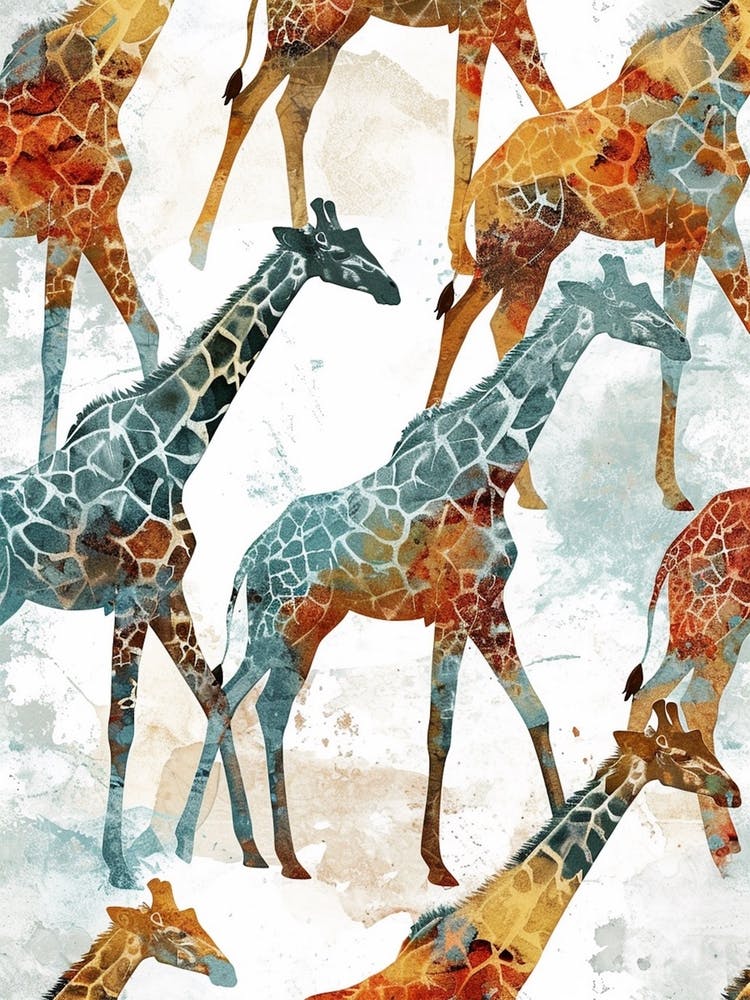 Giraffe Watercolour Colourful Pattern 3