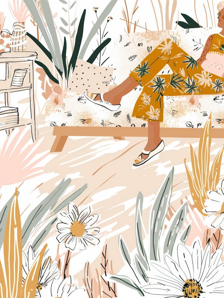 Illustration Of A Woman Sitting On A Couch