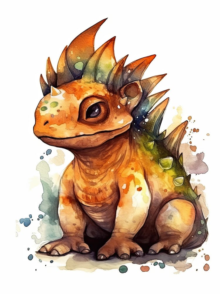 Protoceratops Cute Dinosaur Watercolour 2