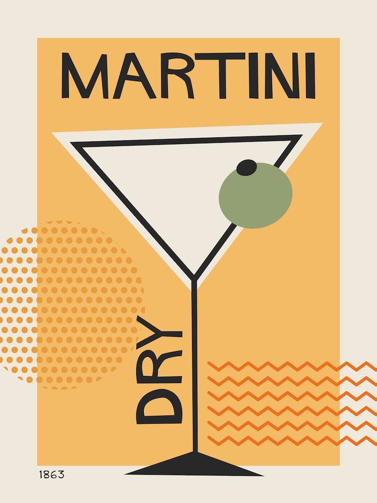 Dry Martini Retro Cocktail 