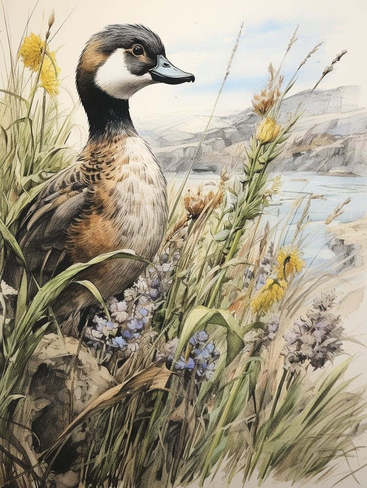 Storybook Animal Watercolour Mallard Duck 1