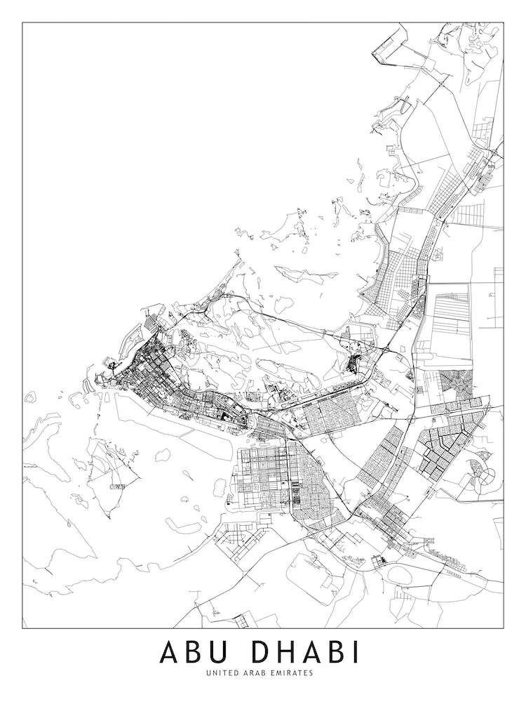 Abu Dhabi White Map