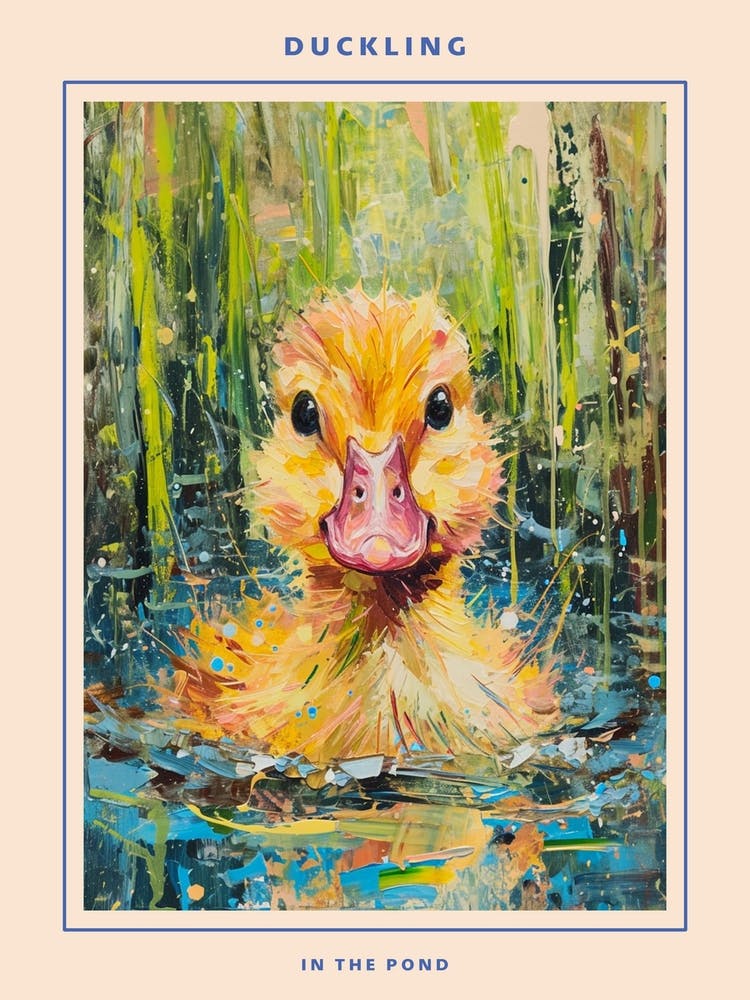 Cute Brushstrokes Ducklings 2 Poster