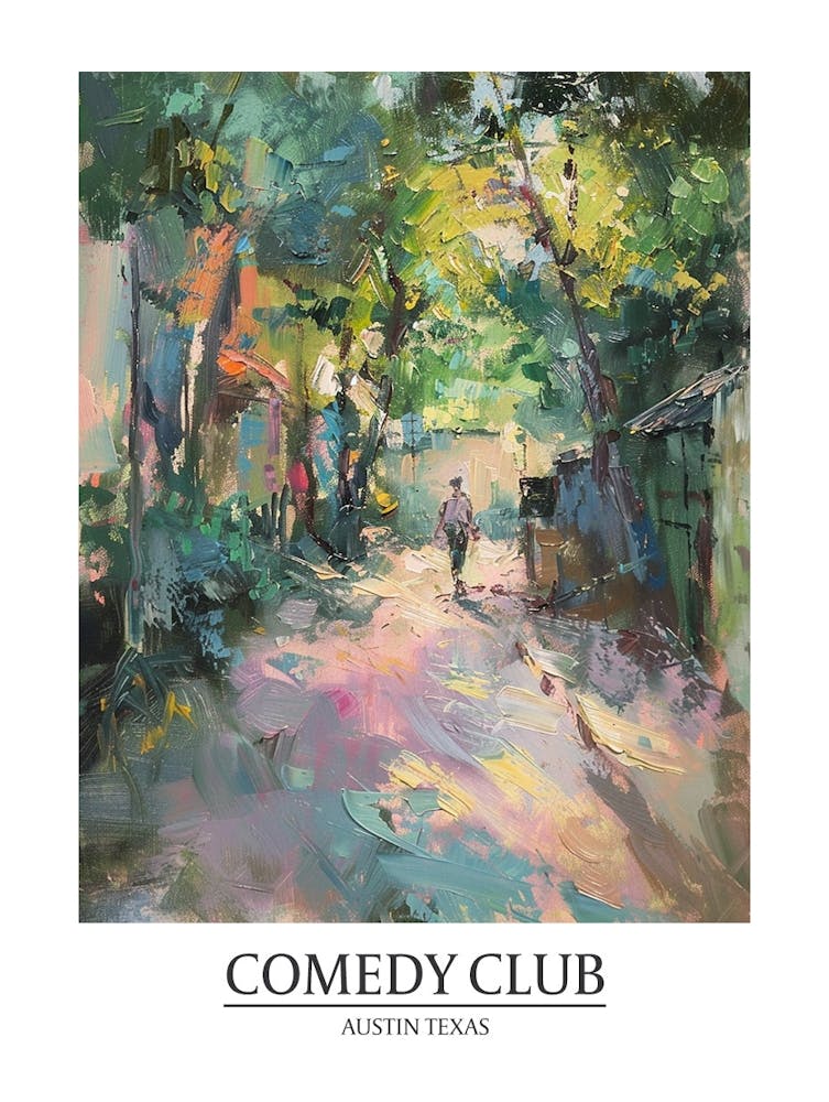 Comedy Club Austin Texas Oil Painting 2 Poster