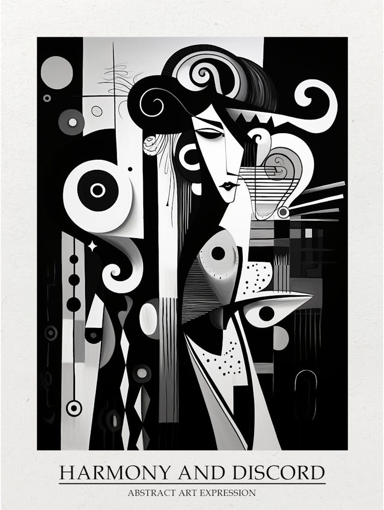 Harmony And Discord Abstract Black And White 7 Poster