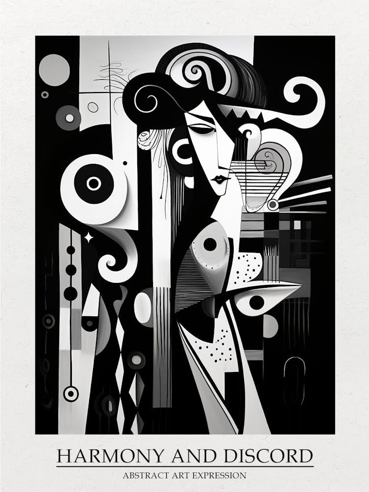Harmony And Discord Abstract Black And White 7 Poster