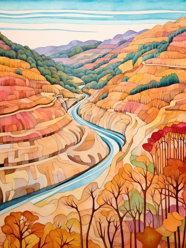 Autumn National Park Painting New River Gorge National Park West Virginia Usa 2