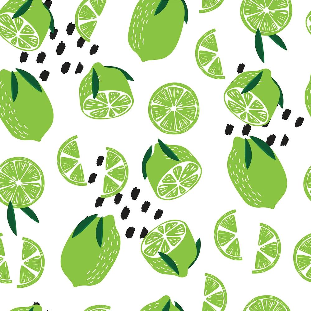 Lime Pattern On White With Decoration Square