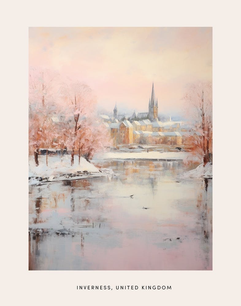 Dreamy Winter Painting Poster Inverness United Kingdom 1