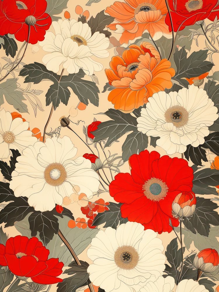 Hokusai  Great Japan Floral Japanese 11