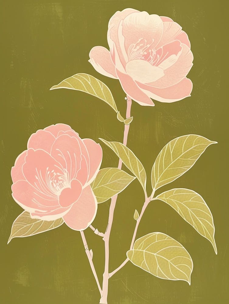 Pink & Green Camellia 2