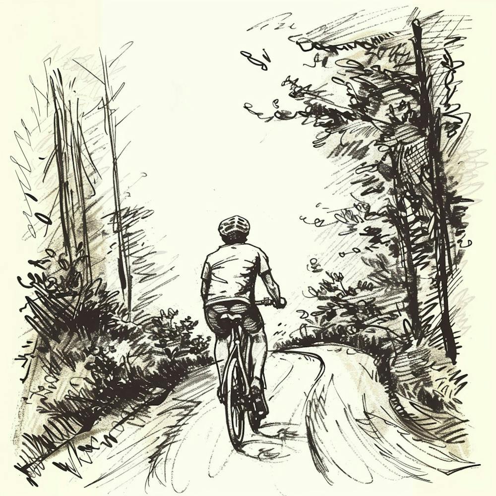 Bicycle Rider In The Woods