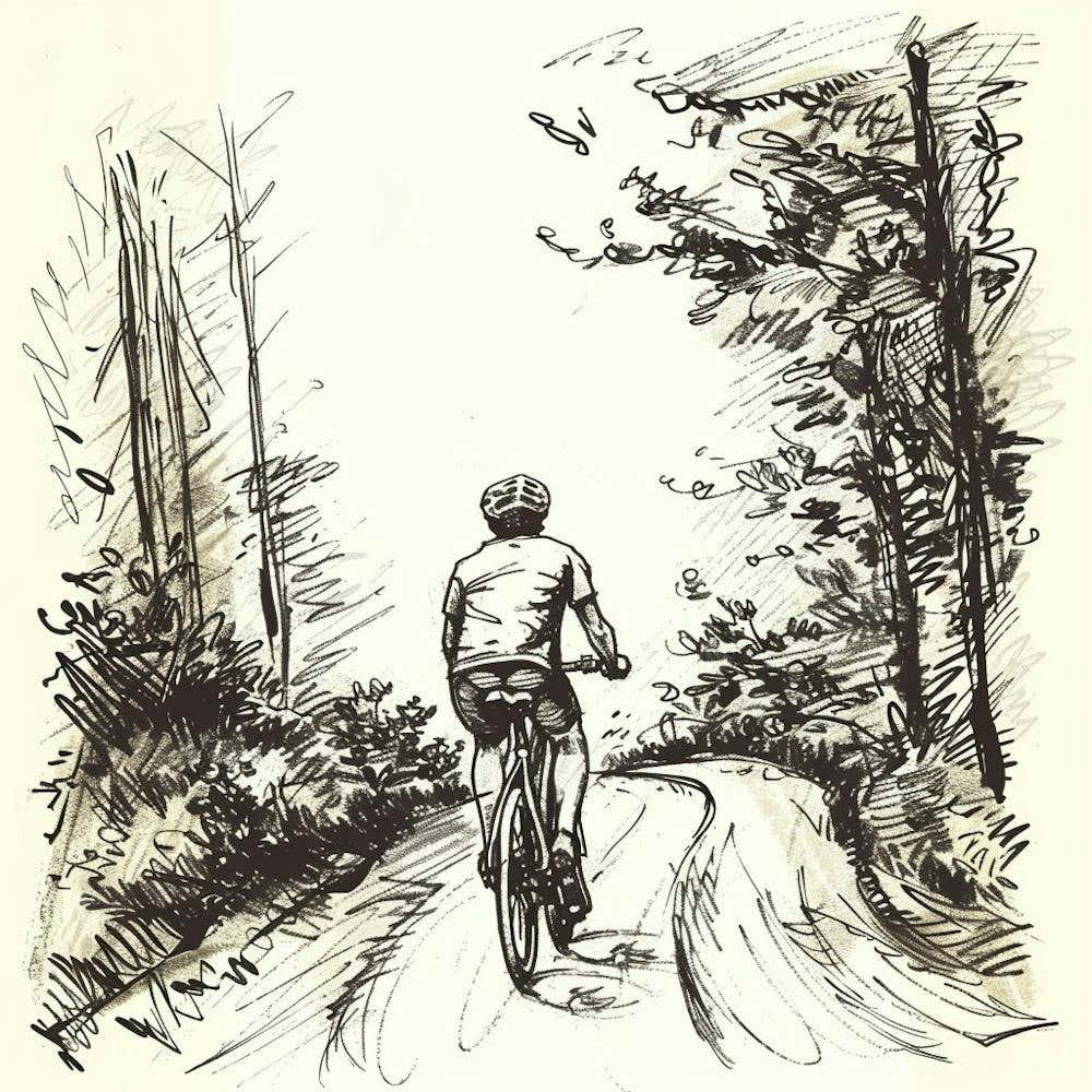 Bicycle Rider In The Woods