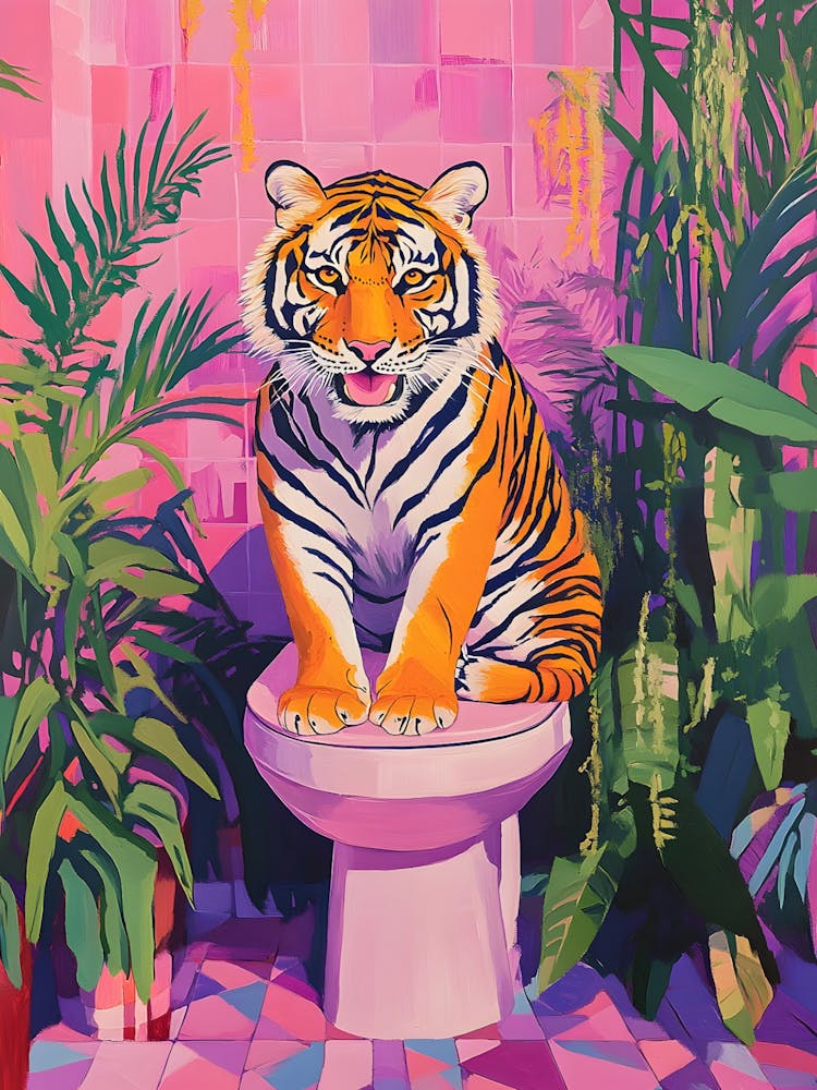 Tiger On Toilet