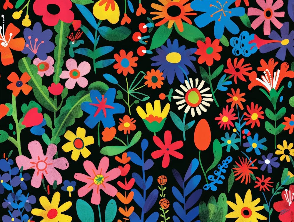 Flowers On A Black Background