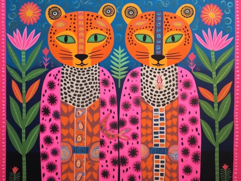 Leopard 1 Folk Style Animal Illustration