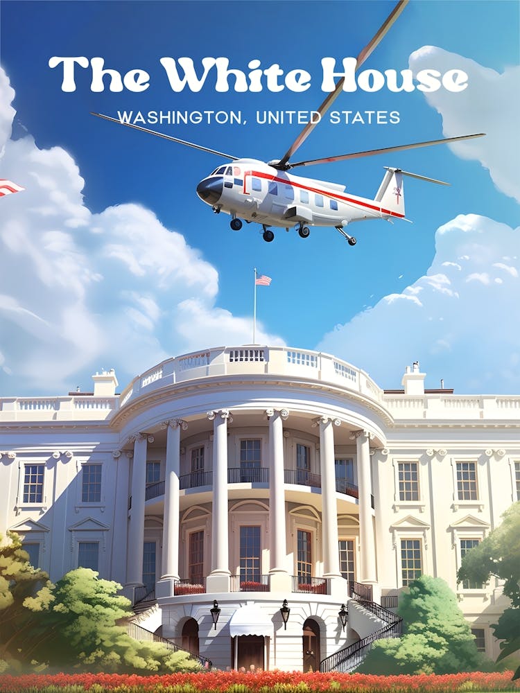 The White House Washington First Family Travel Art