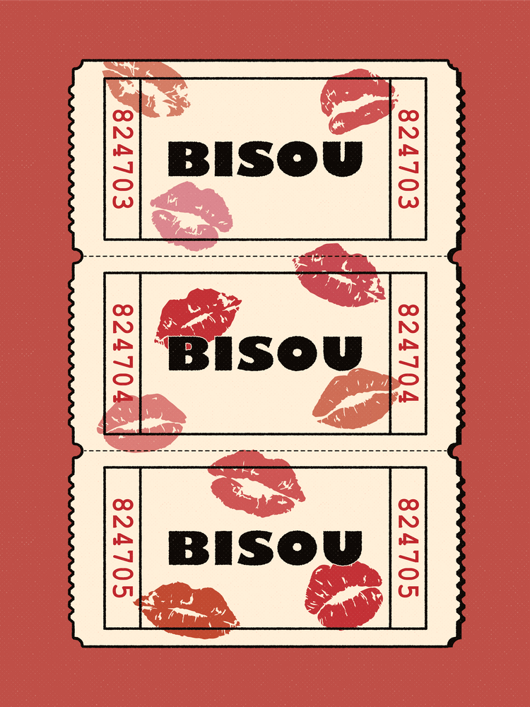 Bisou Bisou in Red, Retro Movie Ticket
