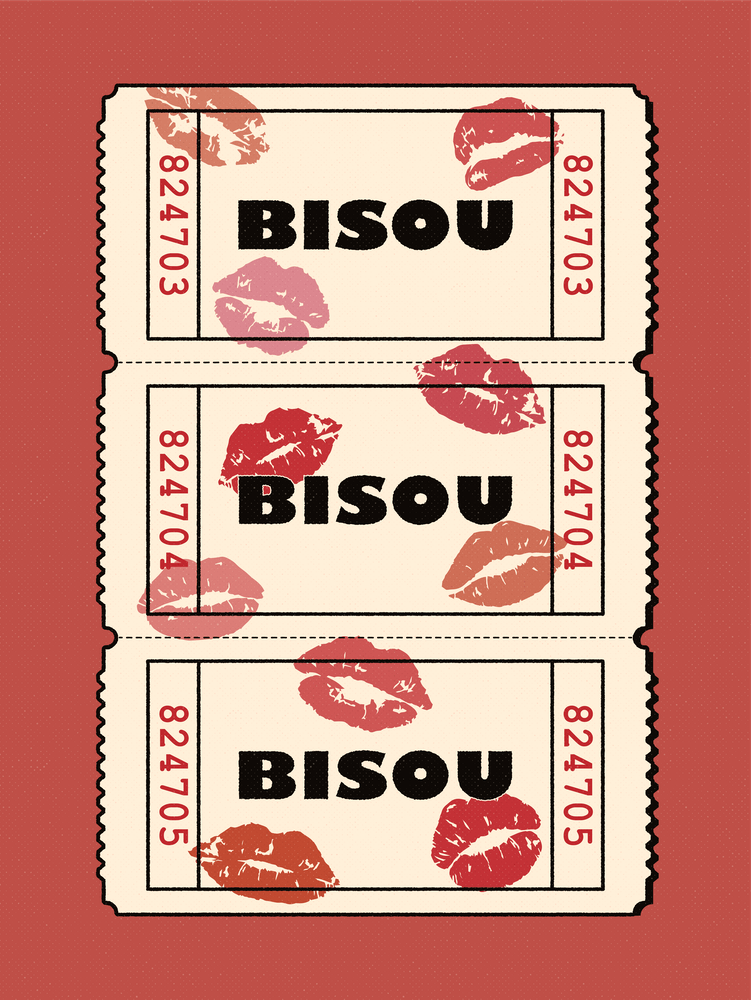 Bisou Bisou in Red, Retro Movie Ticket
