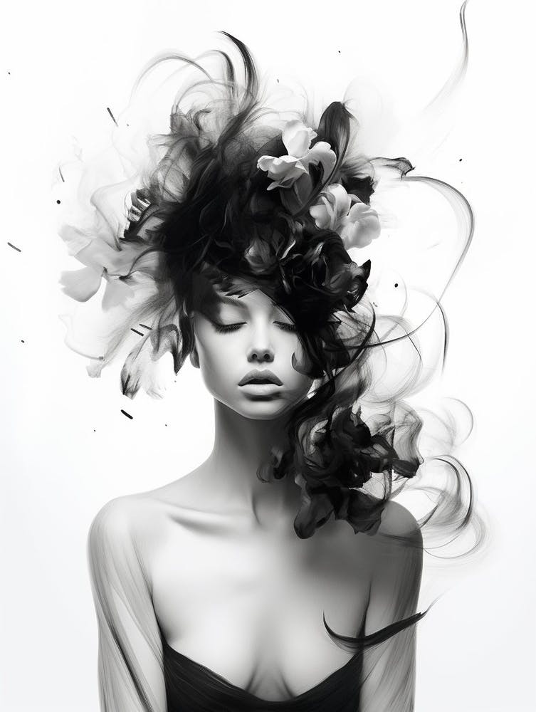 Beauté éphémère Abstrait Noir et Blanc 1