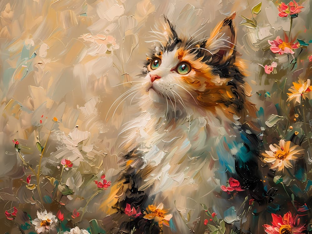 Cat In Flowers 1