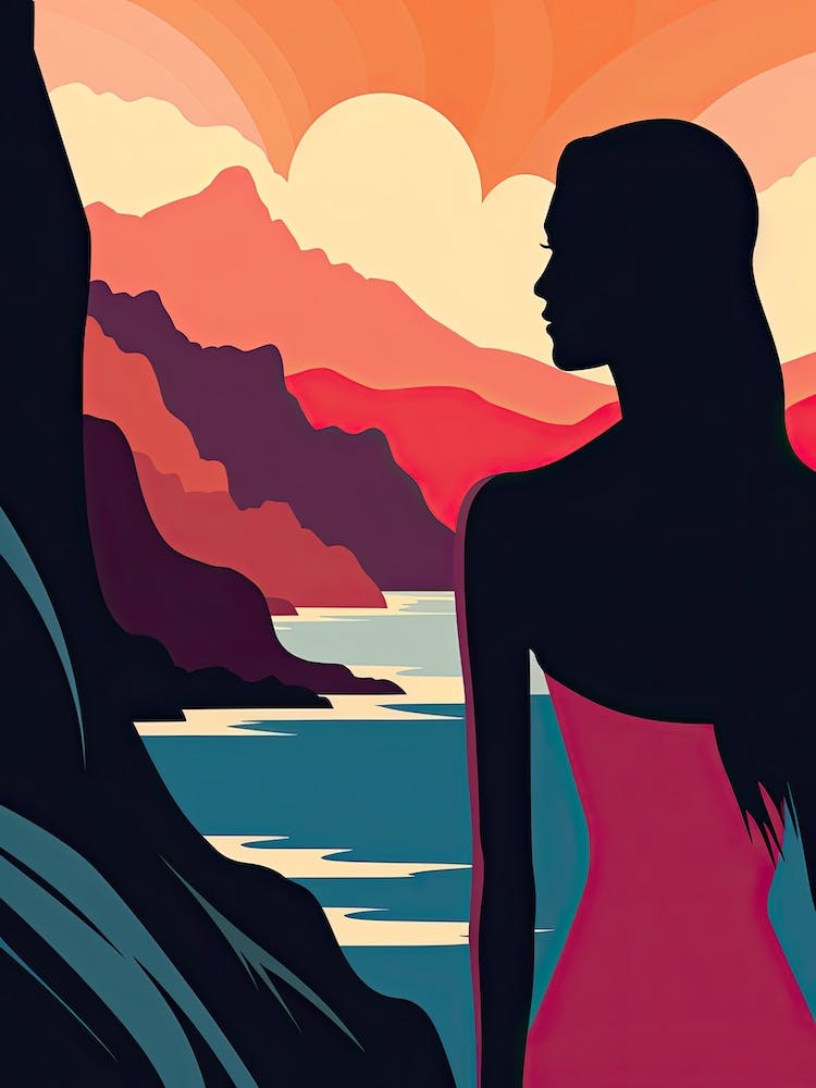 Kauai Hawaii, Usa, Bold Outlines 2