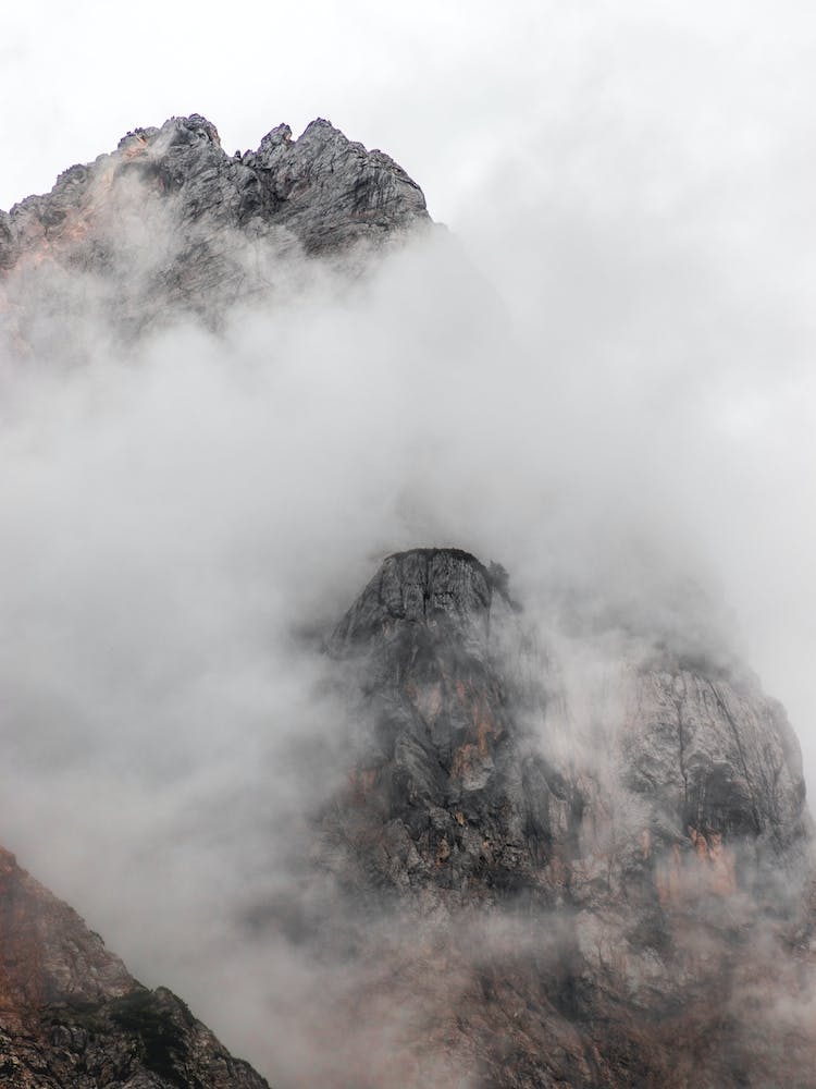 Moody Mountaintop Slovenian Alps Europe Misty Mountains