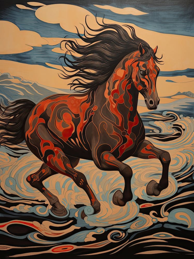 A Horse Painting In The Style Of Gouache Painting 2