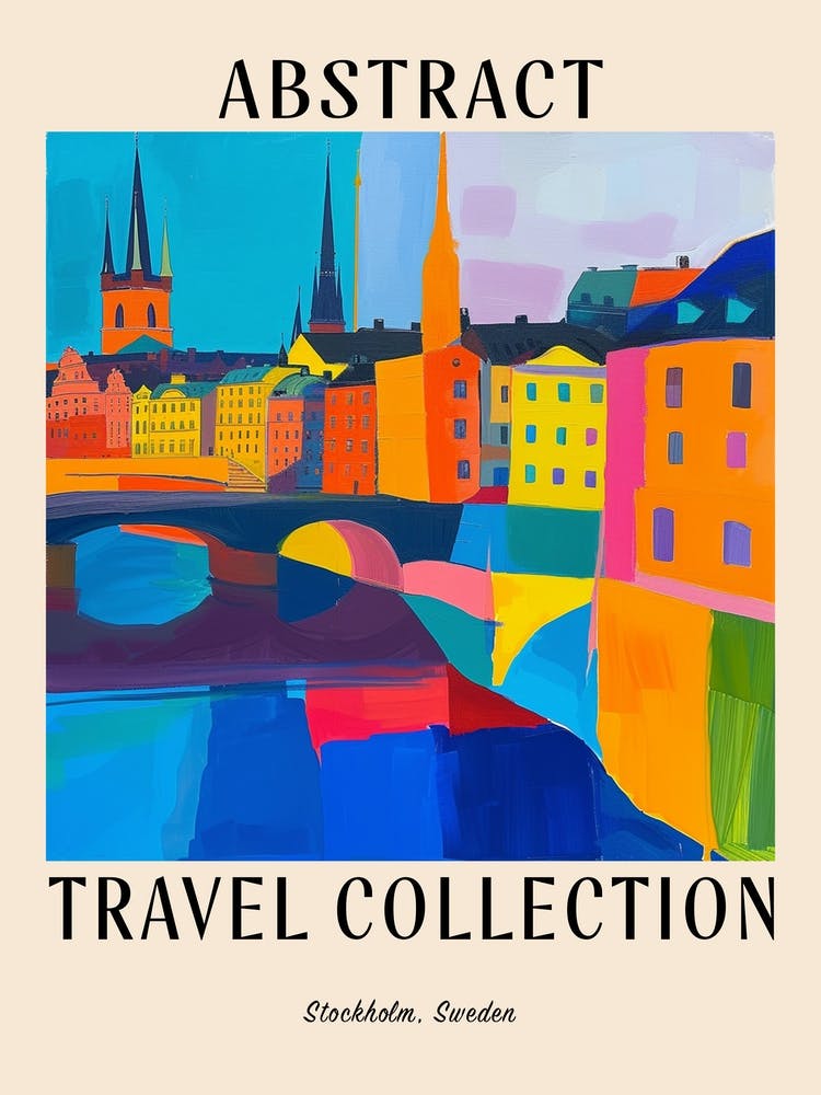 Abstract Travel Collection Poster Stockholm Sweden 2