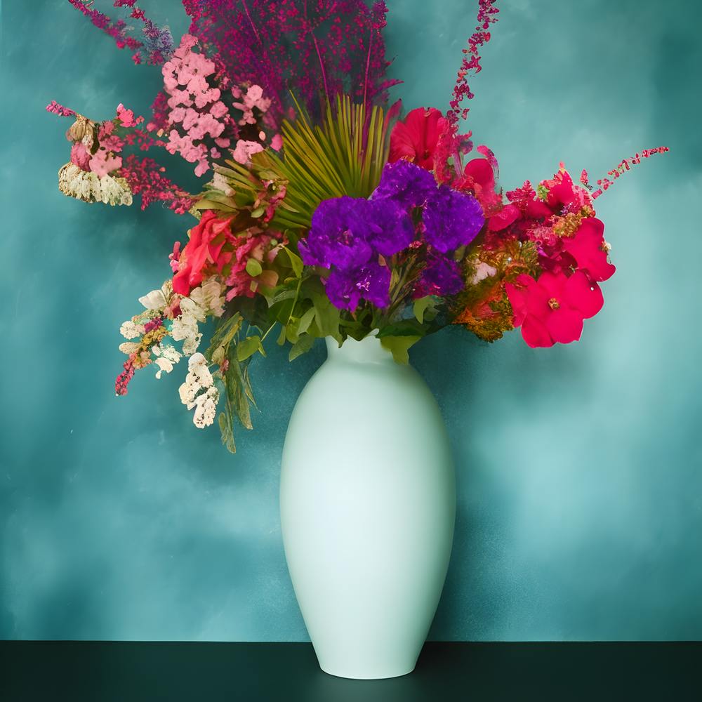 Creating A Beautiful Vase With Dazzling Colors And A Background With Beautiful Colors Solely Through 1