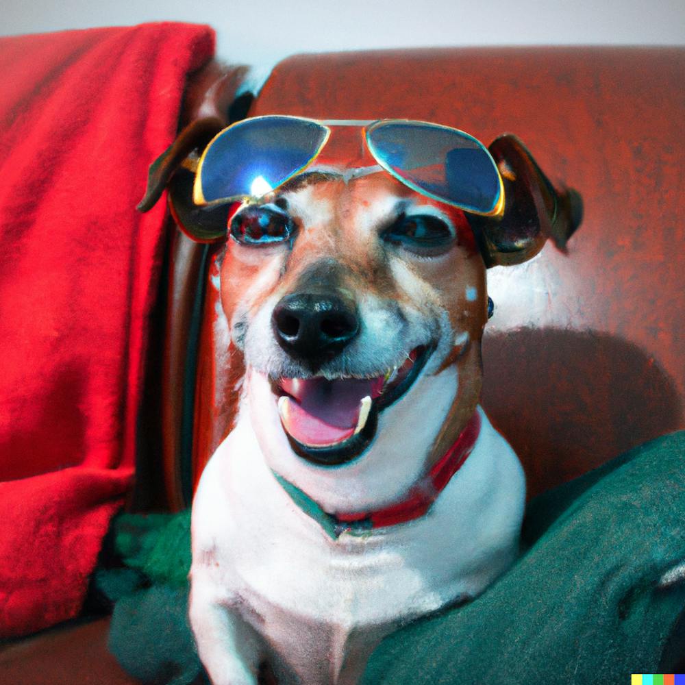Jack Russel Dog Wearing Dark Glasses Smiling
