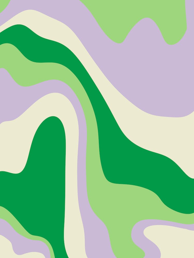 Green And Pastel Purple Abstract  Waves
