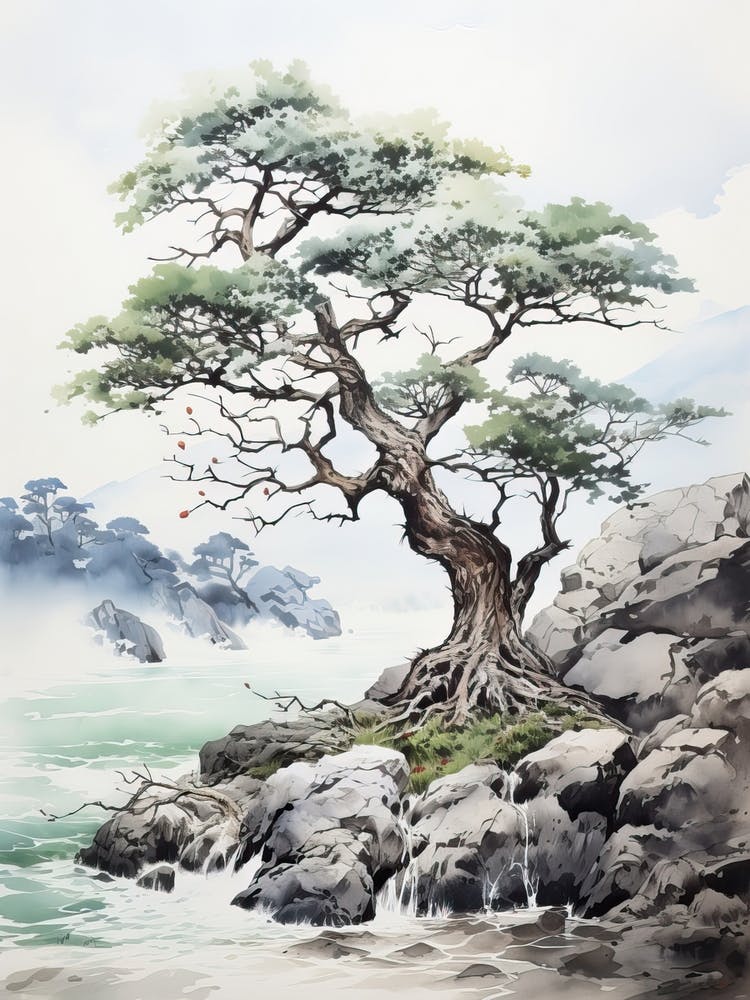 Iriomote Island In Okinawa, Japanese Brush Painting, Ukiyo E, Minimal 2
