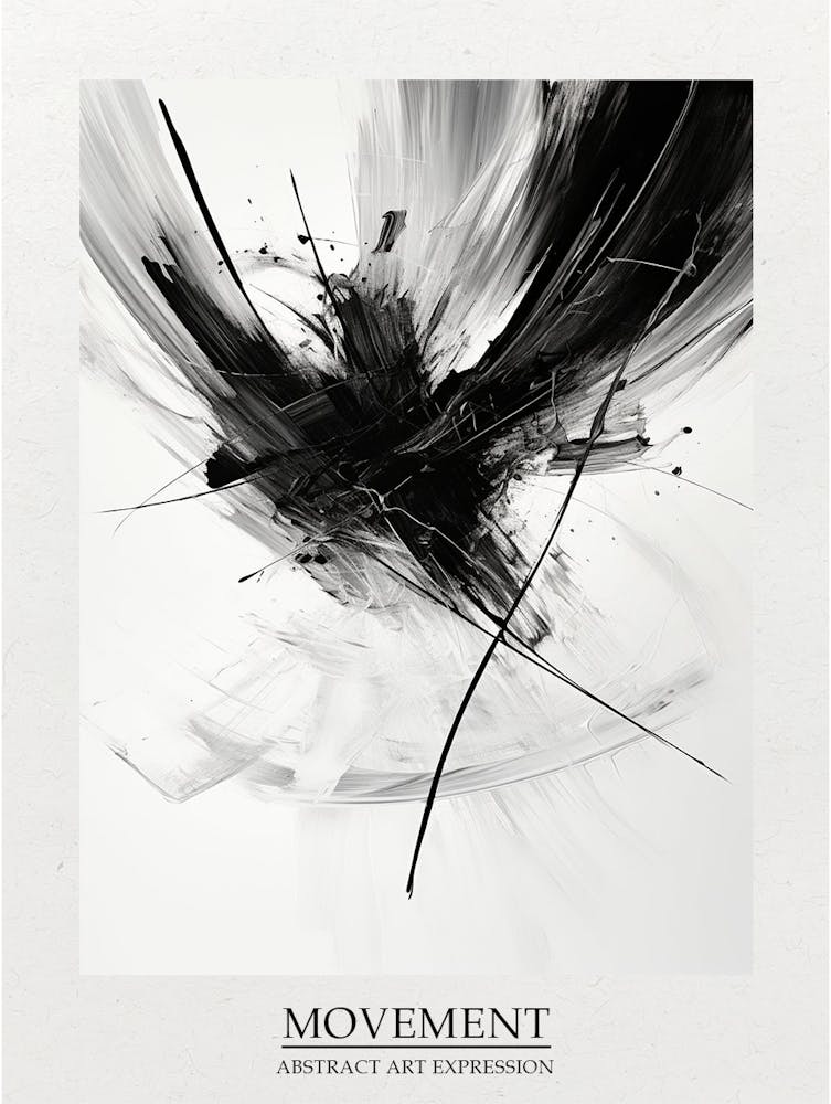 Movement Abstract Black And White 7 Poster