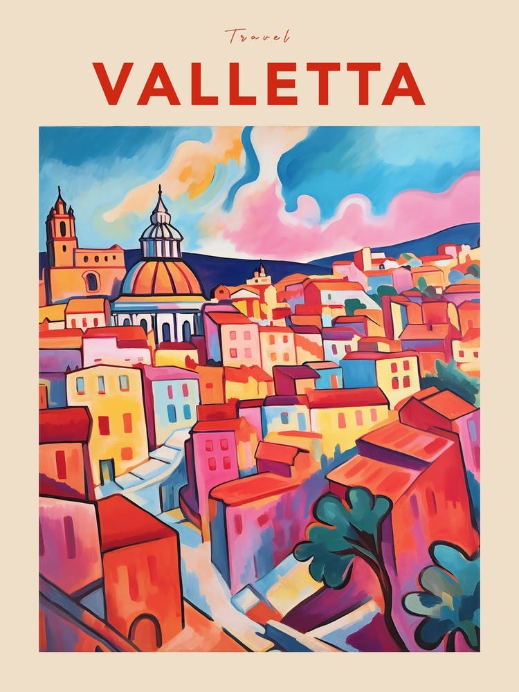 Valletta Malta 2 Fauvist Travel Poster