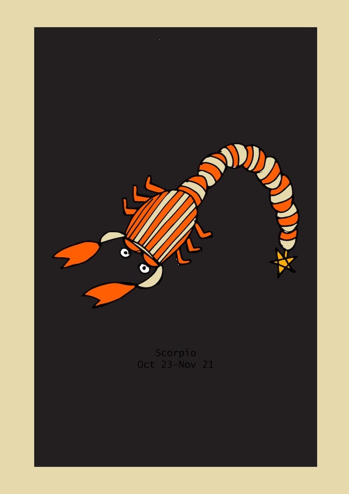 Retro Zodiac Scorpio Rectangular