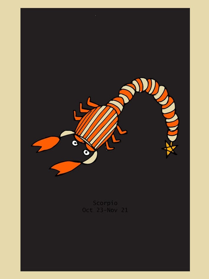 Retro Zodiac Scorpio Rectangular