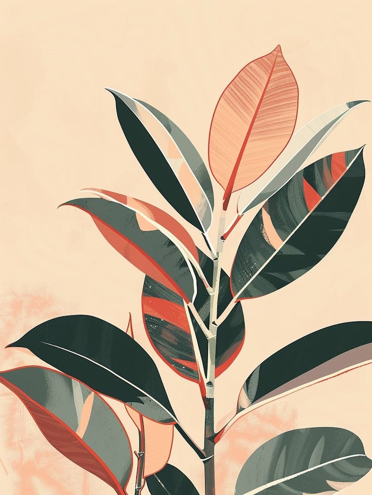 Rubber Plant Minimalist Illustration 5