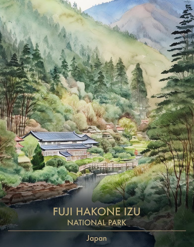Fuji Hakone Izu National Park Japan Watercolour 3
