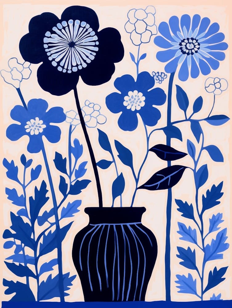 Blaue Blumenillustration Wilde Möhre 4