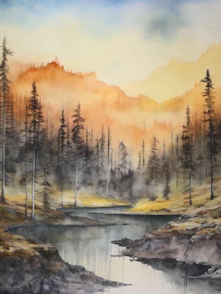 Autumn Forest Landscape Yellowstone National Park 2