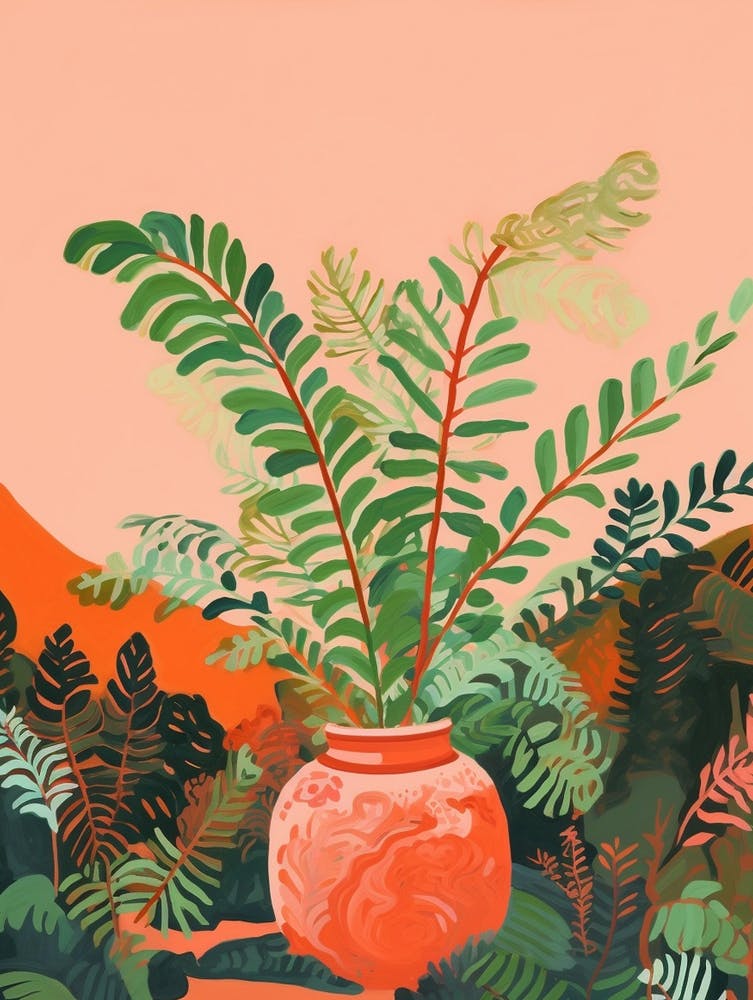 Boho Plant Painting Boston Fern 1