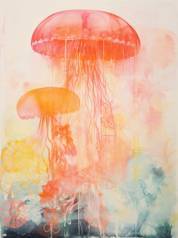 Jelly Fish Risograph Inspired 1