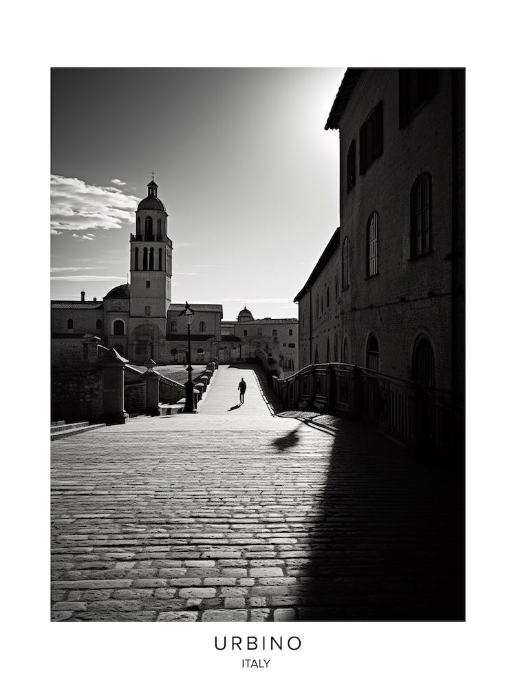 Poster Of Urbino, Italy, Black And White Analogue Photography 2
