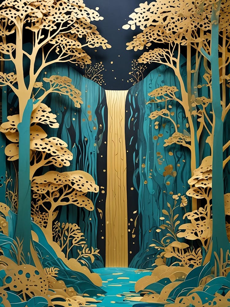 Golden Papercut Waterfall no2