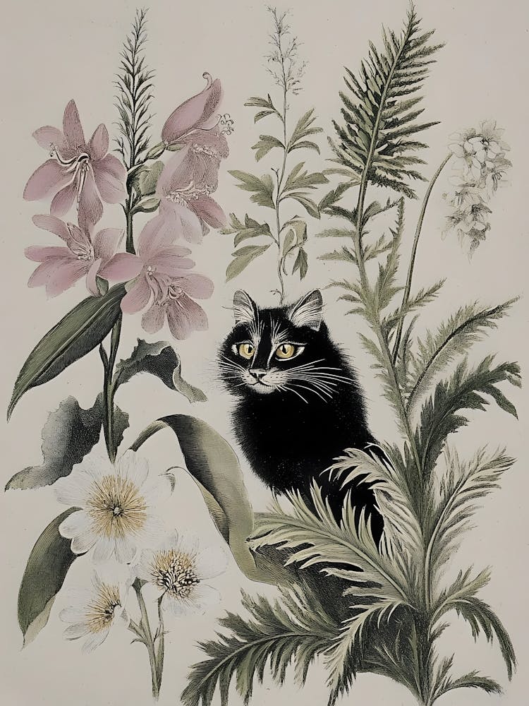Cat In Flowers
