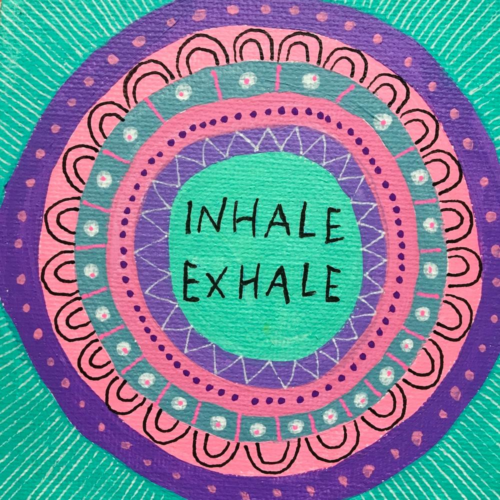Inhale Exhale Positive Quote Lettering Mandala Turquoise