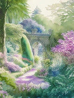 Bodnant Garden, 2, United Kingdom Pastel Watercolour