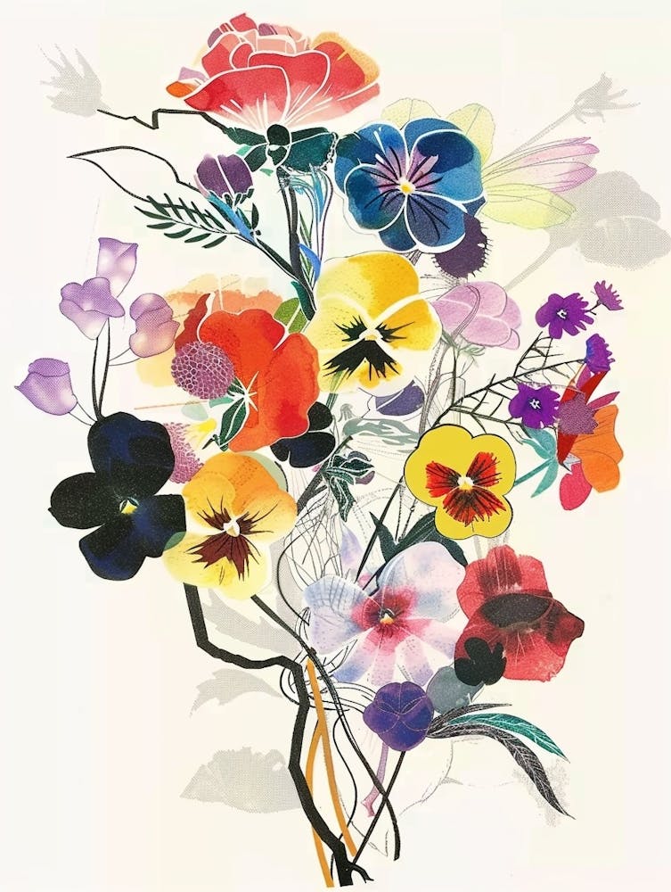 Wild Pansy 2 Collage Flower Bouquet
